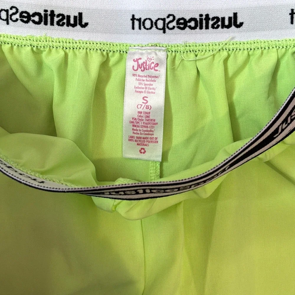 Justice Sport Girls Neon Lime Green Black Athletic Shorts Size S‎ 7/8 Colorblock